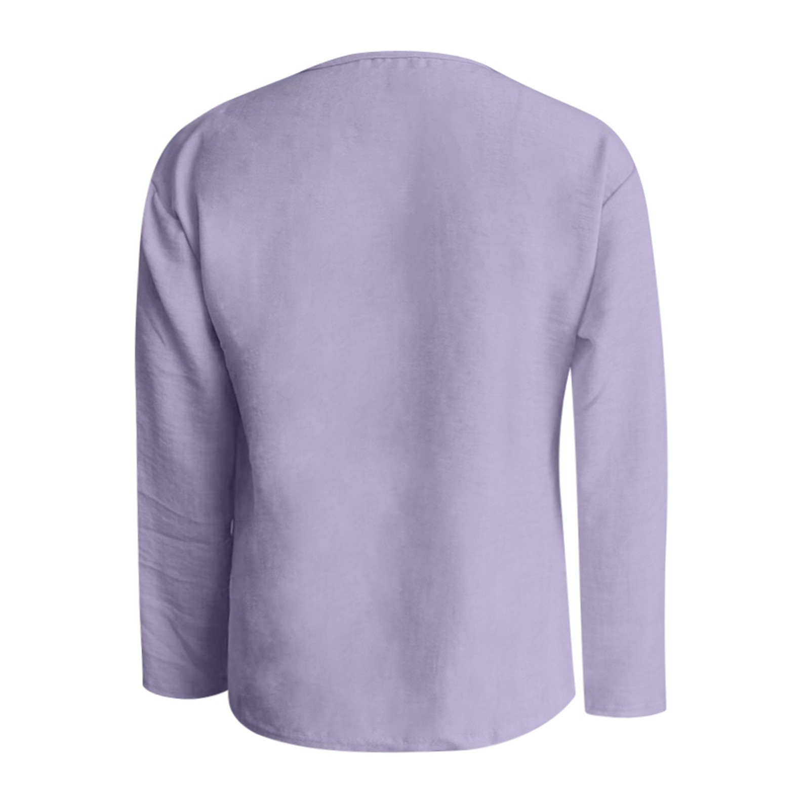 thumbnail image 5 of Camiseta informal de manga larga y cuello en V - Elegante cuello en V, color versátil, tejido cómodo, 5 of 5